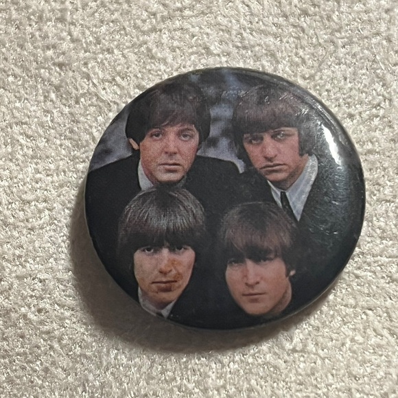 Vintage Beatles Button with Colored Photos 1” Very Rare - Picture 1 of 3